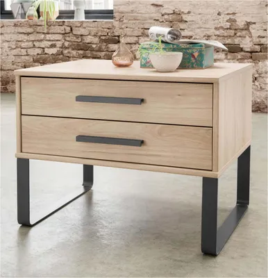 Produktbild von WIEMANN Nachttisch Brüssel mit Metallkufe Steineiche Nachbildung 40 cm