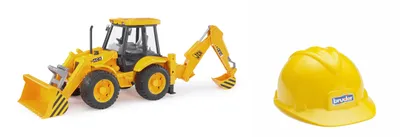 Produktbild von Bruder 01685 JCB 4CX Baggerlader mit Kinder Baustellenhelm