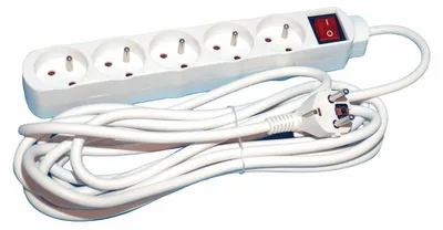 Produktbild von Steckdosenleiste mit Erdung, 5 Steckdosen, 5 Meter Kabel