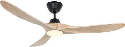 Produktbild von Energiespar Deckenventilator mit LED Beleuchtung und Fernbedienung Eco Genuino-L Matt Schwarz / Holz Natur 152 cm