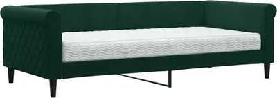 Productafbeelding van vidaXL Dagbed met matras, donkergroen, 90x200 cm, fluweel