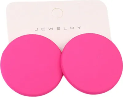 Produktbild von 1 Paar Ohrstecker, Bonbonfarben, geometrisch, Sprühfarbe, Piercing, schlicht, für Damen und Mädchen, große runde Ohrstecker, Modeschmuck, Geschenk für Freundinnen-Rosenrot