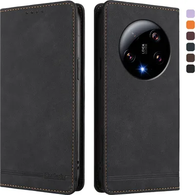 Produktbild von Hülle für Xiaomi 13 Ultra, Retro Kunstleder Ständer Klapphülle mit Kartenfächer und Magnetische Schwarz