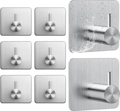 Produktbild von Famanu Handtuchhaken 8 Stück - Selbstklebend, Edelstahl, Silber