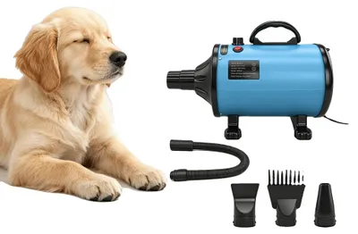Obrázok produktu pre Fén na sušenie domácich zvierat, výkon 2000 W, nízka hlučnosť, 1,8 metra dlhý hadička, vrátane 4 trysiek, vhodný pre psov a mačky