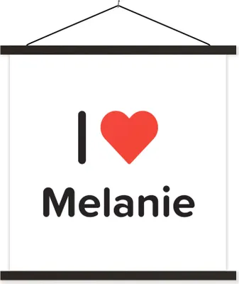 Produktbild von MuchoWow® Textilposter Ich liebe - Melanie - Mädchen 90x90 cm mit schwarzem Rahmen - Magnetisches