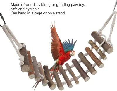 Produktbild von Vögel Spielzeug Holzleiter Hölzerne Strickleiter mit Seil Swing Bridge für Wellensittiche Sittiche Papageien Pet Training Spielzeug