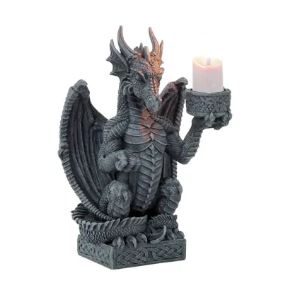 Produktbild von Drache hält Kerze, Kerzenhalter für eine Kerze, schwarz