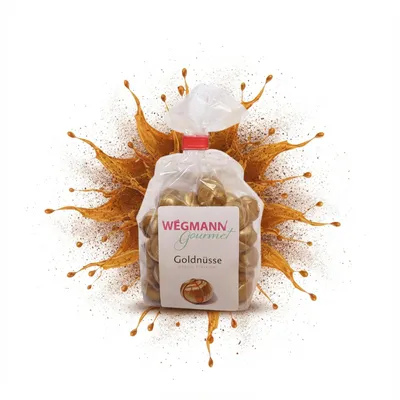 Produktbild von WEGMANN Gourmet Goldnüsse gefüllte Bonbons – Nostalgischer Knuspergenuss mit Kakao – 125 g