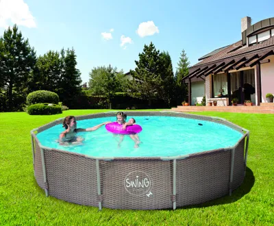 Produktbild von Frame Pool 305 x 76cm - Rattan dunkel
