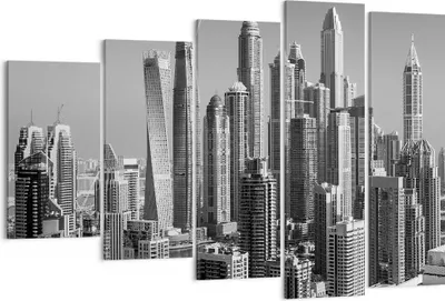 Produktbild von Bild auf Leinwand - Leinwandbild - 5 Teile - Wolkenkratzer Fotografie Dubai - 150x100cm - Wand Bild - Wanddeko - Wandbilder - Leinwanddruck - Bilder - Wanddekoration - Leinwand bilder - EG150x100-4388