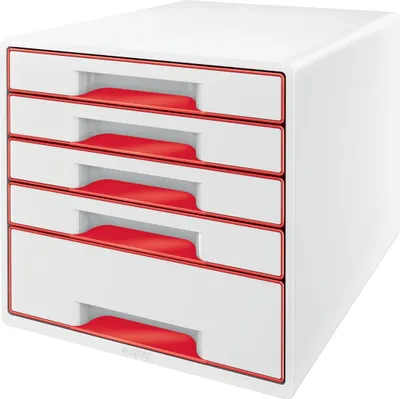 Obrázek produktu pro Leitz box zásuvkový WOW 5 zásuvek bílý/červený