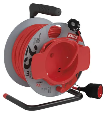 Prodlužovací kabel na bubnu 25 m / 1 zásuvka / červený / PVC / 230 V / 1,5 mm2