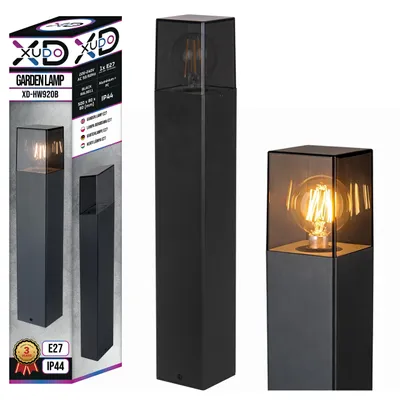 Produktbild von XUDO Pollerleuchte E27 IP44 50 cm Schwarz Aluminium PC max 40 W für Gartenweg Einfahrt Terrasse
