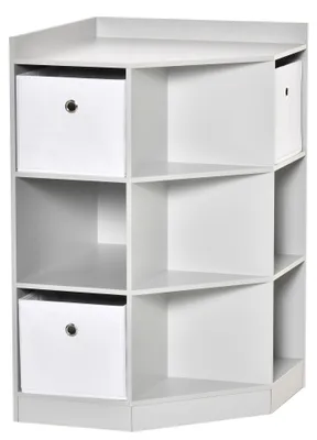 Immagine prodotto di Armadio per bambini con 3 cassetti | Colore: Bianco e grigio | Dimensioni: 57,4 x 57,4 x 94 cm
