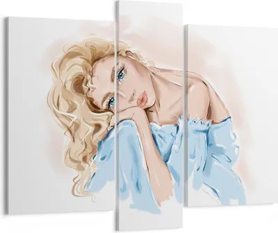 Produktbild von Bild auf Leinwand - Leinwandbild - 3 Teile - Nachdenklich Frau Blond - 95x80cm - Wand Bild - Wanddeko - Wandbilder - Leinwanddruck - Bilder - Wanddekoration - Leinwand bilder - Wandbild - CB95x80-5083