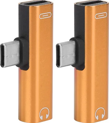 Zdjęcie produktu dla Adapter zestawu słuchawkowego USB-C, wtyczka 3,5 mm do gniazda typu C, przenośne banki energii, 2 sztuki kabla 2 w 1 typu C na 3,5 mm Assist-O, ładowarka, adapter do zestawu słuchawkowego (złoty)