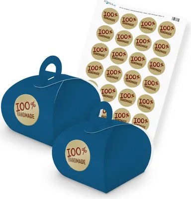 Produktbild von itenga SET 100% Handmade (Motiv 12) 24x Geschenkschachtel mit Griff dunkelblau +