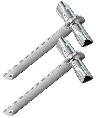 Produktbild von 2 Stück M12/M10 Dreikantschlüssel – Pfostenschlüssel aus verzinktem Metall – Feuerwehrschlüssel für Absperrpfosten & Versorgungsanlagen