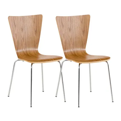 Produktbild von 2er-Set Besucherstuhl CP613, Konferenzstuhl, Stapelstuhl, Holz  Eiche-Optik