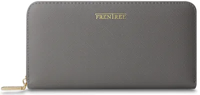 Produktbild von FRENTREE® Damen Geldbörse groß mit RFID-Schutz, 100% , elegantes Portemonnaie mit Handyfach - Grau