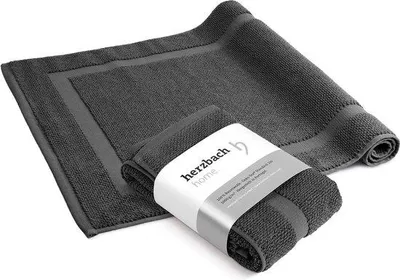 Produktbild von Famanu Badmatten-Set 100% Baumwolle, 1.000 g/m², waschbar - Antrazit, 50 x 80 cm, Set von 2