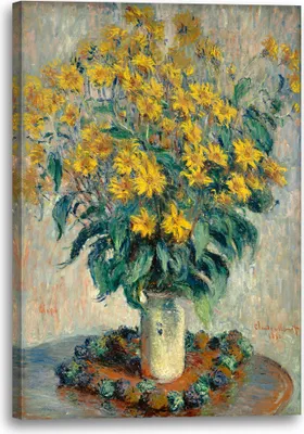 Produktbild von Leinwandbild (60x80cm): Claude Monet - Topinambur Blumen (1880), echter Holz-Keilrahmen inkl. Aufhänger, handgefertigt in Deutschland