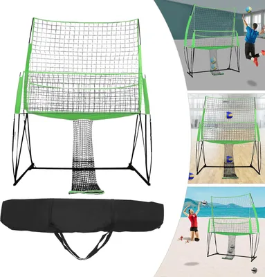 Produktbild von Nylon Trainingsnetz - Höhenverstellbares Volleyballnetz - 4 Stufen - Multisport Netz für Volleyball Badminton Tennis - Tragbar mit Tragetasche - Grün - Indoor Outdoor