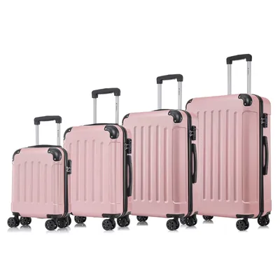 Produktbild von yonsly Premium Reisekoffer TSA-Schloss,YKK-Reißverschluss Hartschalen-Koffer Kabinenkoffer Rollkoffer Suitcase Handgepäck (Roségold, S-M-L-XL-Set)