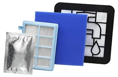 Produktbild von Filter Set für Philips PowerPro Compact & Power Pro Active und City Staubsauger FC8010/01 FC8010/02 - Inklusive Blumenduftperlen - Motor & Ausblasfilter