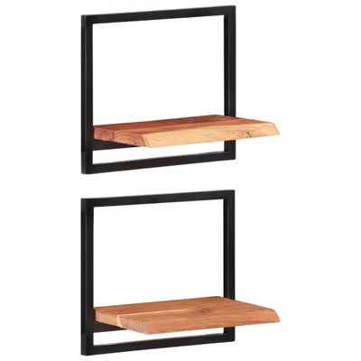 Image de Étagères murales 2 pcs 40x24x35 cm Bois d'acacia et acier