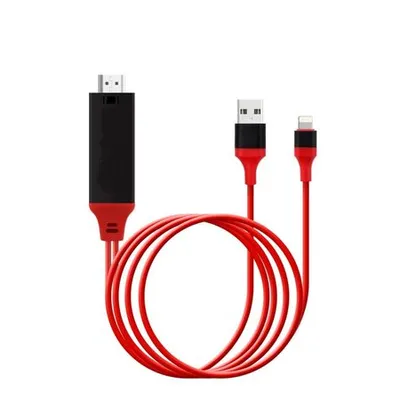 Immagine prodotto di cavo 3 in 1 MHL, HDMI 1080P per iphone 5, 6, 7, ipad mini, pro, ipod touch 2m, rosso