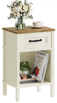 Obrázok produktu pre Nočný stolík/Príkonový stolík LET512WR, krémovo-biely, farba orecha, rozmer 39x30x60,8 cm