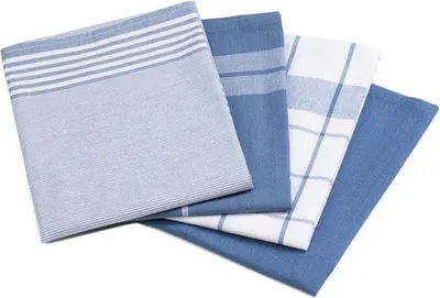 Produktbild von Famanu Küchentuchset 4 Stück - 100% Jacquardbaumwolle - Blau - 50 x 70 cm