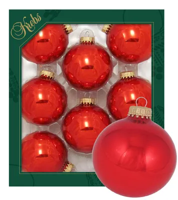 Immagine prodotto di Decorazioni natalizie per albero di Natale, sfere di vetro, diametro 7 cm, confezione da 8 pezzi, colore rosso brillante