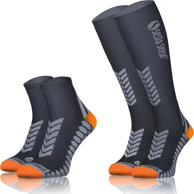 Produktbild von Sesto Senso Sportsocken Set Unisex – Kniestrümpfe und Sneaker Grau Größe 39-42