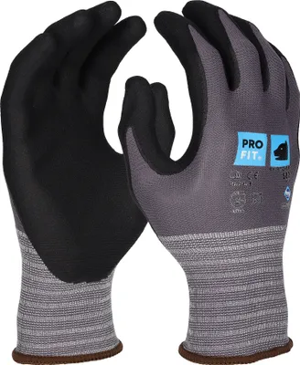 Produktbild von PRO FIT 582 Nitril Handschuhe "Pro", Arbeitshandschuhe, Sicherheitshandschuh, Feinstrick Arbeitshandschuh, Nitrilschaum Handschuhe, 12 Paar - Gr. 9