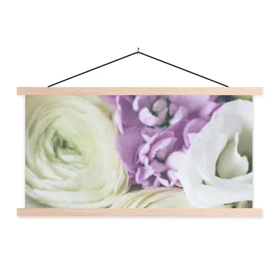 Produktbild von MuchoWow® Textilposter Blumen - Rosen - Natur 120x60 cm mit holzfarbenen Rahmen - Klemmleiste