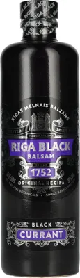 A black bottle of Riga Black Balsam Currant.
