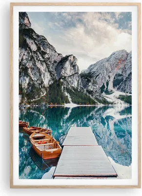 Produktbild von Gerahmtes Poster - Rahmen in heller Eiche - Boote Berge Hafen - 70x100 cm - Wand Bild - Wanddeko - Wandbilder - Kunstposter - Wandposter - Bilderrahmen - Bilder - Kunstdruck - P2NPA70x100-5068