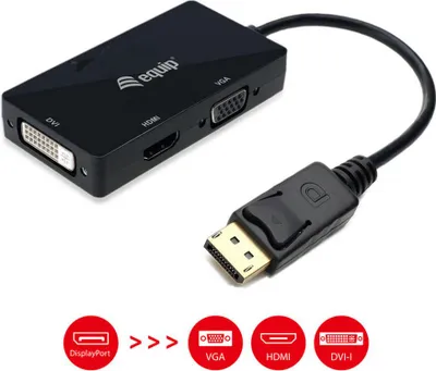 Produktbild von Equip DisplayPort-zu-VGA- / -HDMI- / -DVI-Adapter