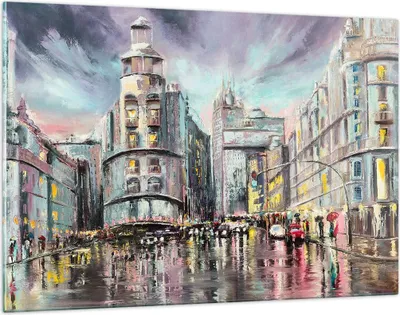 Produktbild von Bilder auf glas - Stadt Straße Haus - 120x80cm - Glasbilder - Wandbilder - Kunstdruck - zum Aufhängen bereit - Wanddekoration aus Glas - Glas Bilder - Wandbild auf Glas - Einteilig - GAA120x80-3440
