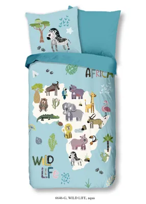 Produktbild von Good Morning Kinder Bettwäsche Weltkart - 135x200 cm - 100% Baumwolle