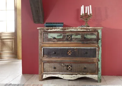 Produktbild von MASSIVMOEBEL24 Kommode Altholz 100x42x88 mehrfarbig lackiert NATURE OF SPIRIT #49