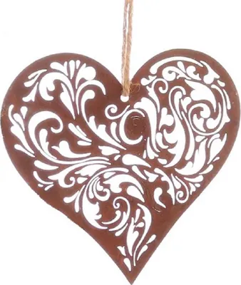 Produktbild von Metall Hänger. HERZ Rankenornament. Rost Herzhänger. 12,5 cm.