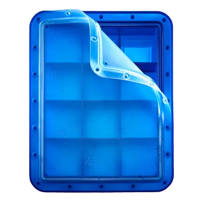 Zdjęcie produktu dla Tacka na kostki lodu Lurch Froma z przezroczystą pokrywką niebieska - kostka 5x5cm
