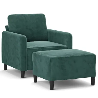 Image de Fauteuil avec repose-pied Vert foncé 60 cm Velours