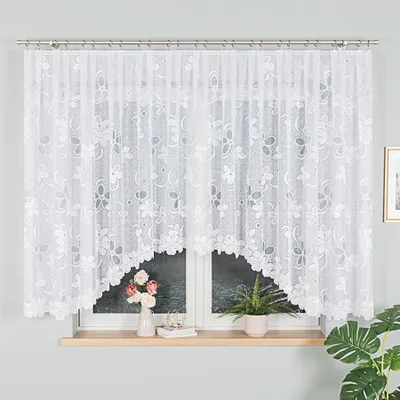 Obrázek produktu pro Dekorační oblouková krátká záclona na žabky RENATA 150 bílá 400x150 cm MyBestHome