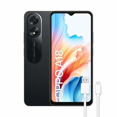 Imagen del producto de OPPO A18, pantalla de 16,7 cm (6,56"), resolución de 1612 x 720 píxeles, 4 GB de RAM, 128 GB de almacenamiento, cámara de 8 MP, color