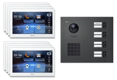 Produktbild von Goliath Premium IP GL-IPH820A Video-Türsprechanlage, 8 Familien, 8× 10 Zoll Weiß, Anthrazit, Unterputz